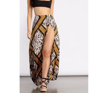 Windsor Zebra print high slit maxi skirt
